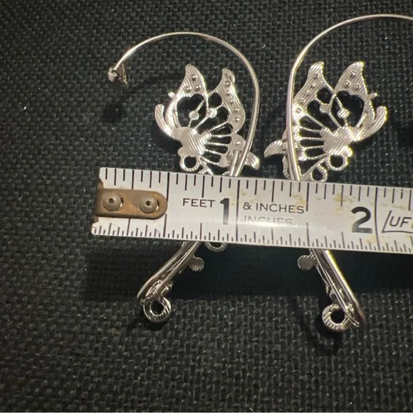 Elegant Silver Butterfly Earrings - Picture 7 of 7